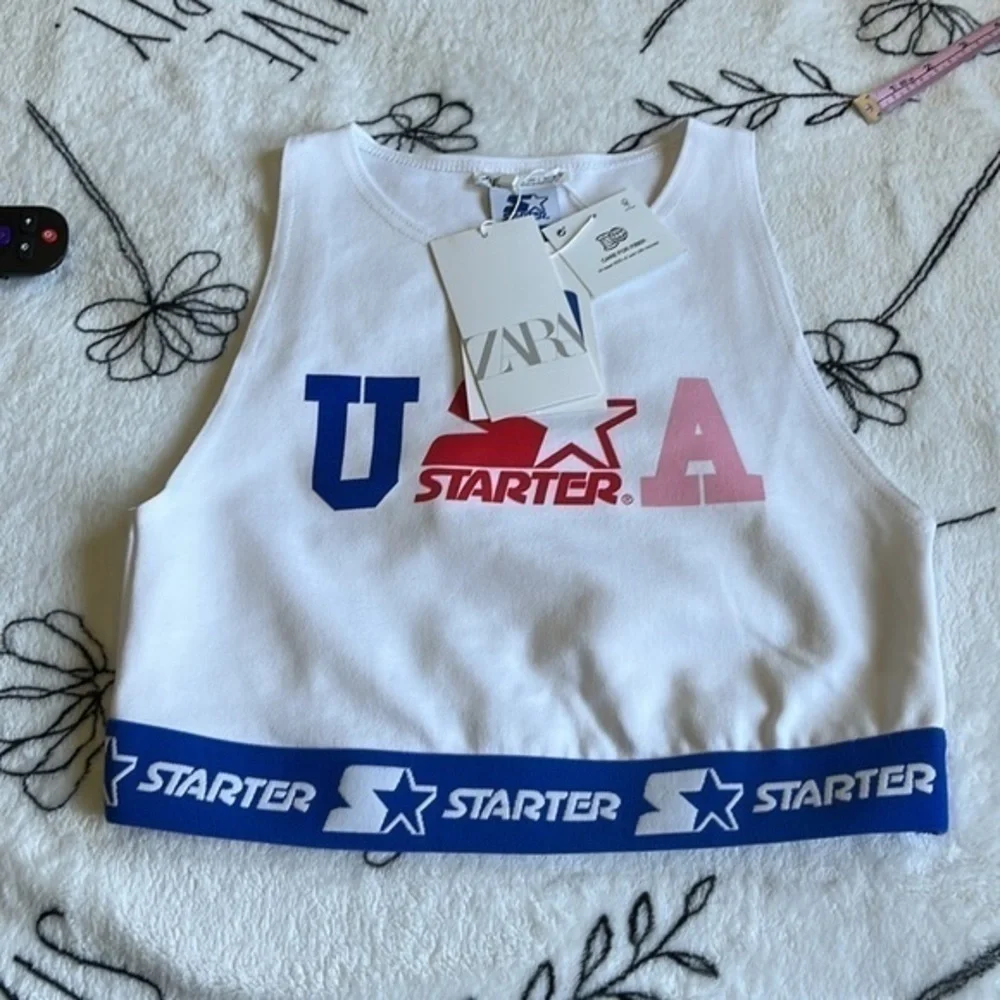 Zara & Starter Limited Edition Crop Top Women’s Size Large USA Logo